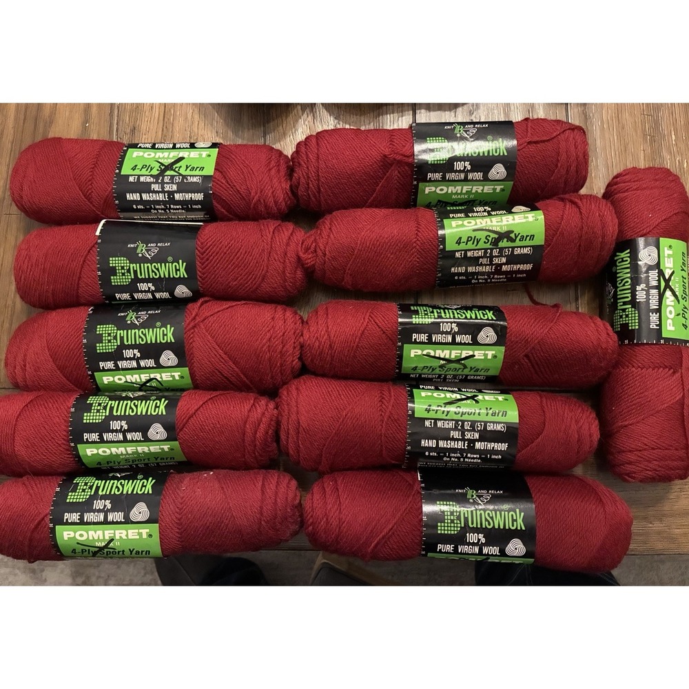 Vintage Brunswick Pomfret Mark II 100% Pure Virgin Wool 4ply 2oz Yarn Lot of 11